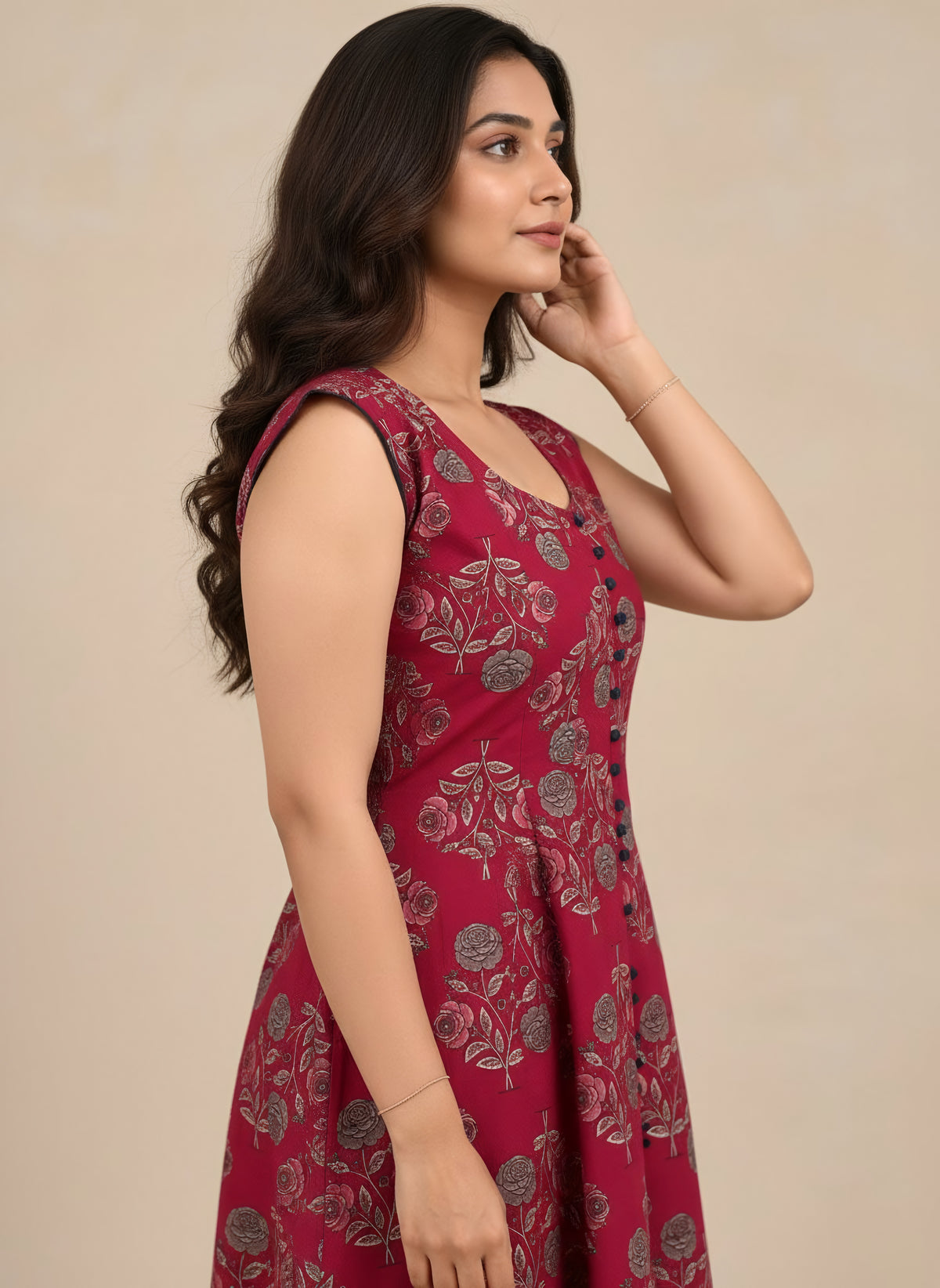 Berry Bloom Printed A-Line Dress