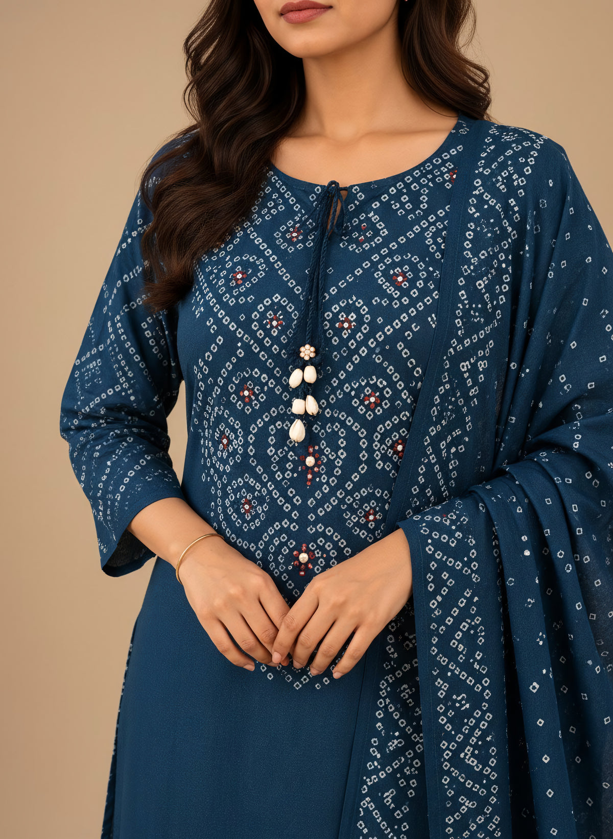 Indigo Bandhani 3 Piece Suit Set