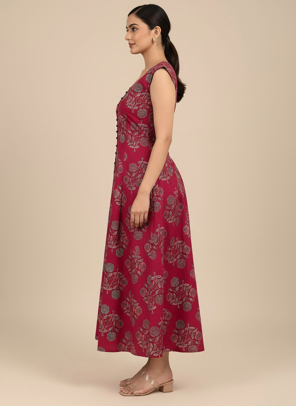 Berry Bloom Printed A-Line Dress