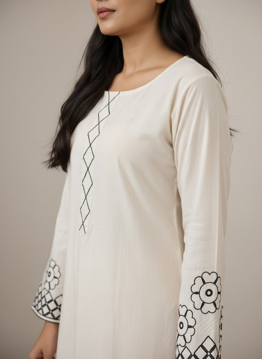 Ivory Bloom Embroidered Co-ord Set