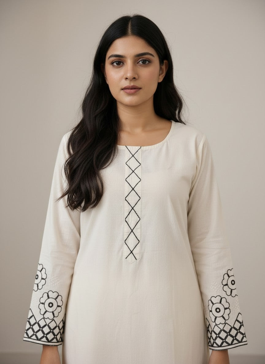 Ivory Bloom Embroidered Co-ord Set