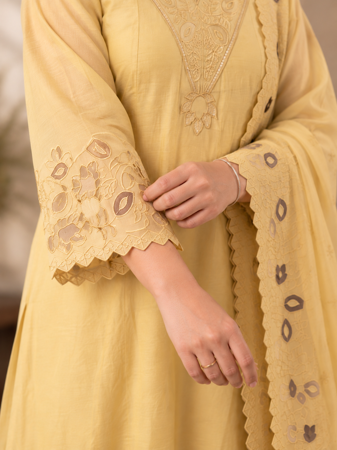 Golden Grace 3 Piece Muslin Suit Set