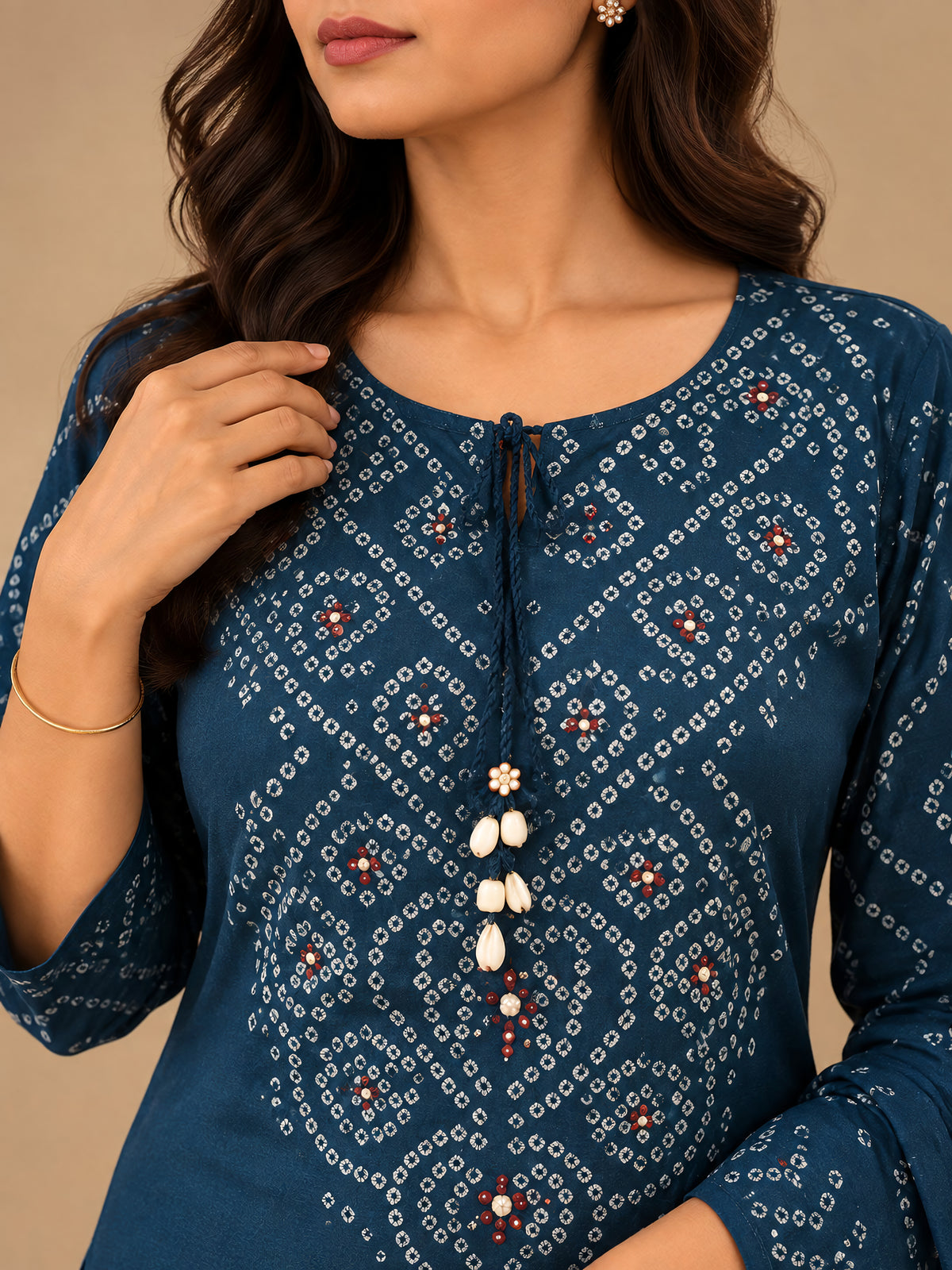 Indigo Bandhani 3 Piece Suit Set