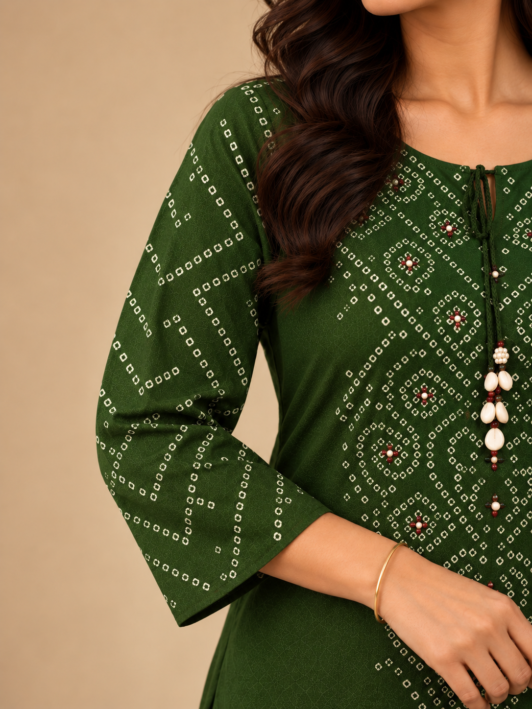 Forest Green Bandhani 3 Piece Suit Set