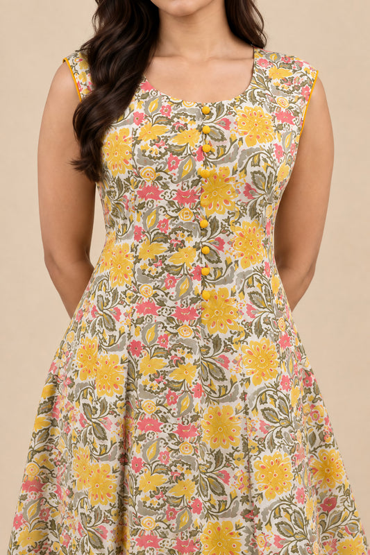 Sunlit Bloom Floral A-Line Dress