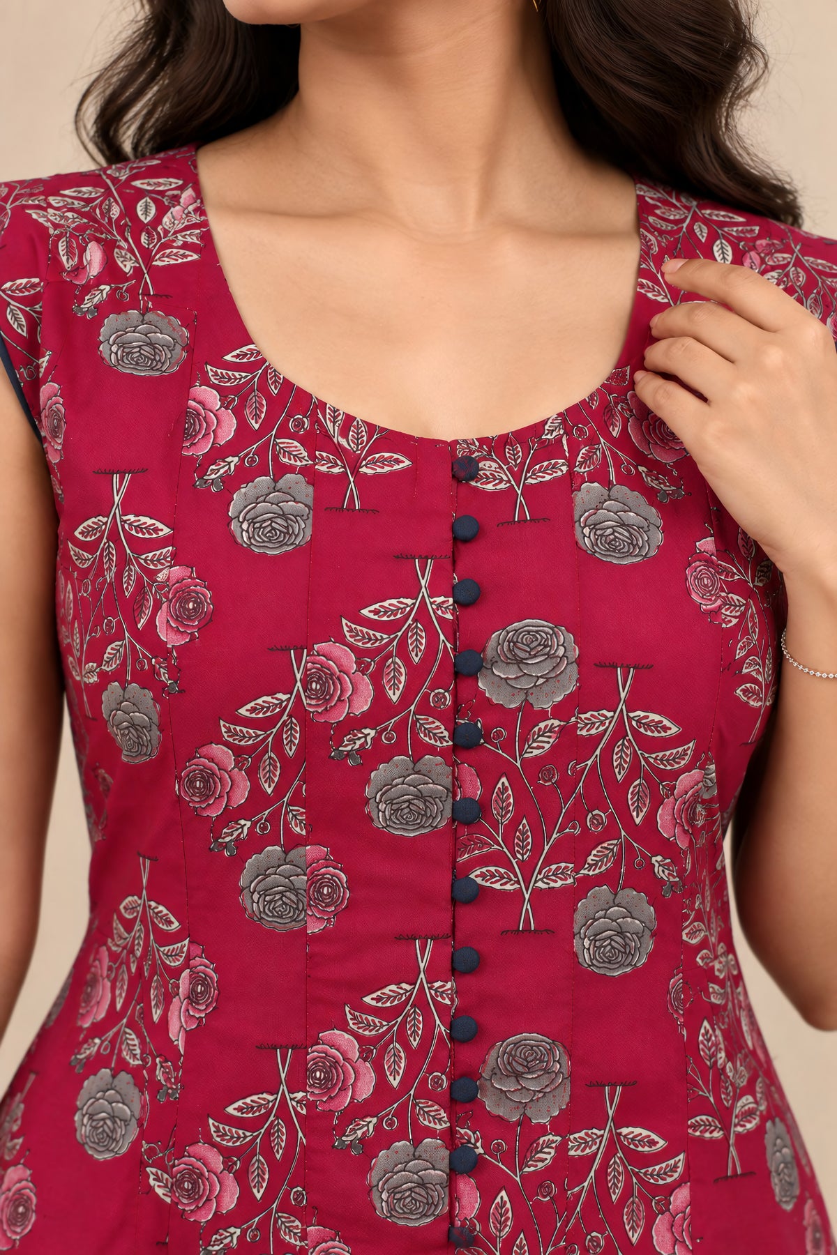 Berry Bloom Printed A-Line Dress