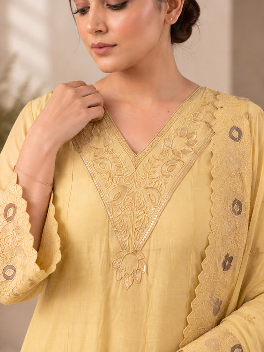 Golden Grace 3 Piece Muslin Suit Set