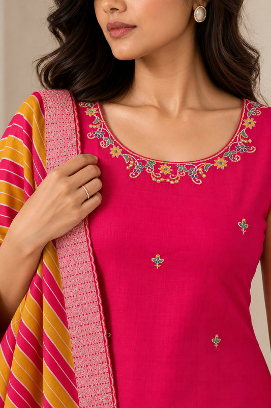 Fuschia Mustard 3 Piece Suit Set