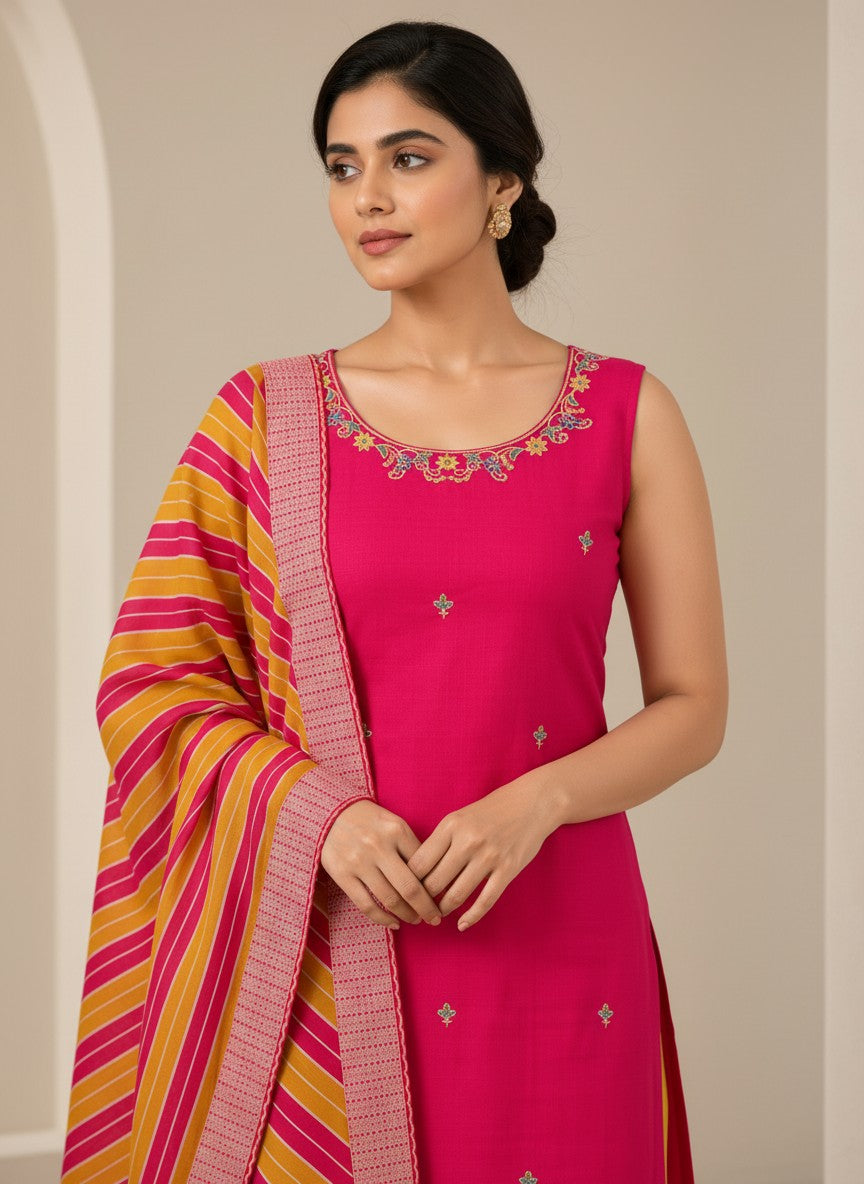 Fuschia Mustard 3 Piece Suit Set