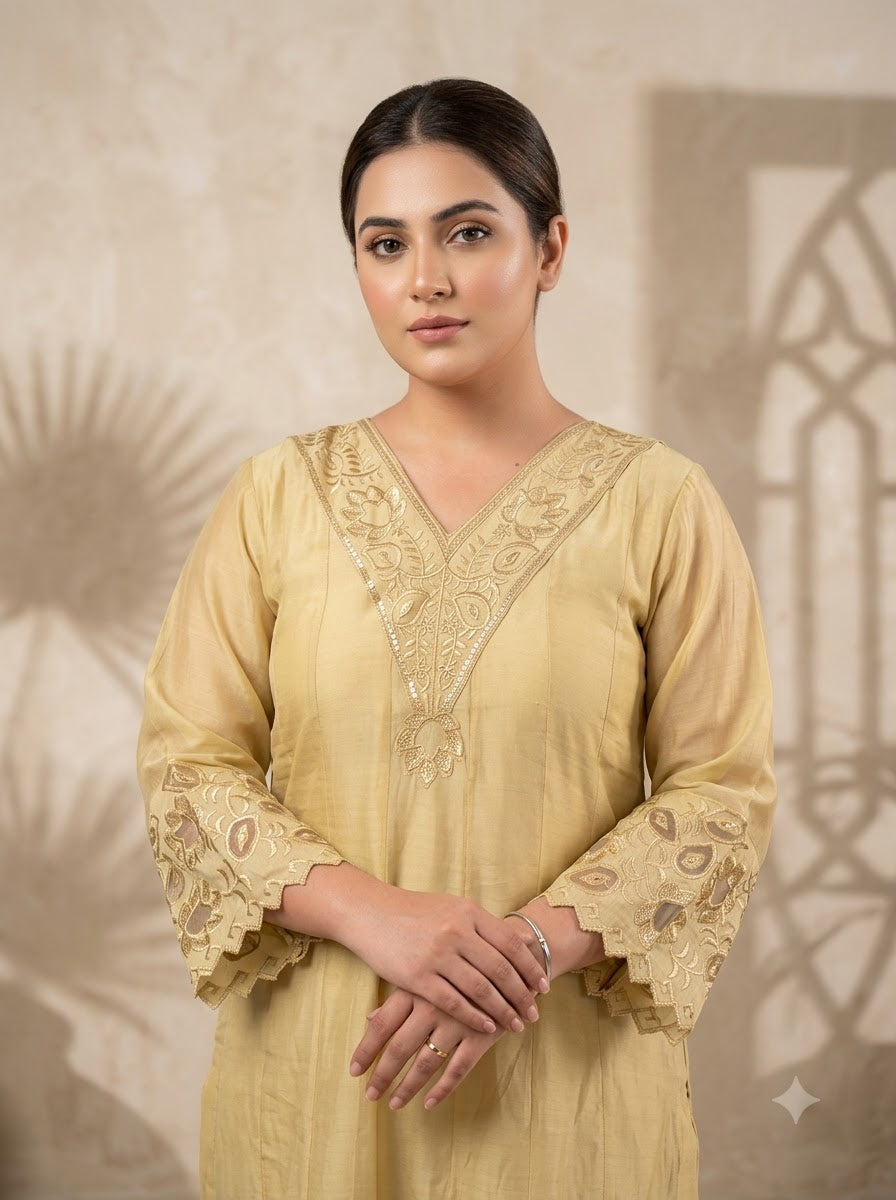 Golden Grace 3 Piece Muslin Suit Set