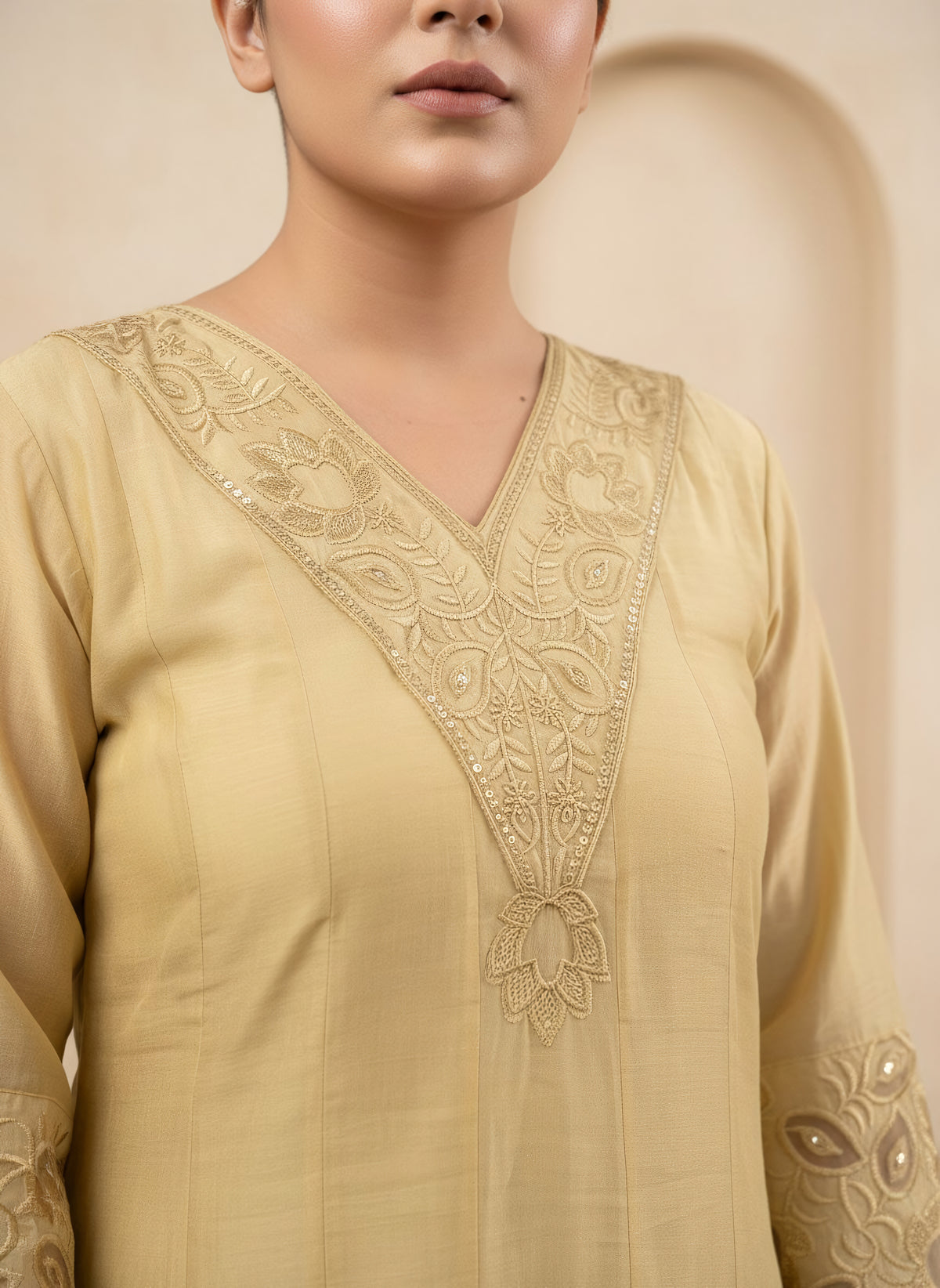 Golden Grace 3 Piece Muslin Suit Set