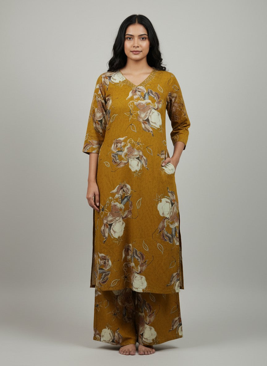 Mustard Bloom Co-ord Set